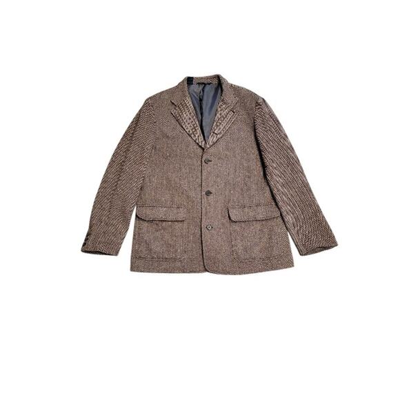 VTG Abercrombie & Fitch Harris Tweed Sport Coat Blazer Wool Men's Sz XL Brown - Picture 13 of 13
